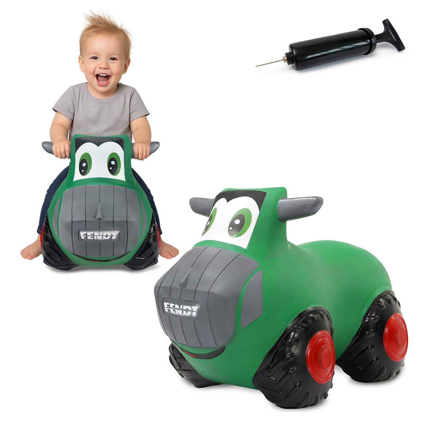 JAMARA Fendt 460598 Bouncy Tractor with Pump, BPA-Free, up to 50 kg, Promotes Balance/Motor Skills, Side Mirrors Serve as a Support, Easy to Clean, Robust/Durable
