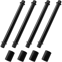 Uxcell Threaded Extension Rod, 4 Sets 12" M10 X 1mm Fine Thread Lamp Pipe Lamp Pipe Nipples Pendant Light Island Lighting Chandeliers Stems Black