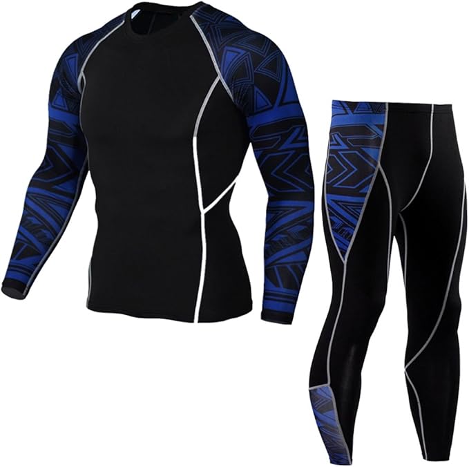 1Bests Mens Athletics Conjunto de ropa deportiva ajustada de manga