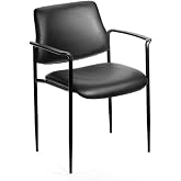 BOSS Square Back Diamond Stacking Chair W/Arm in Black Caressoft