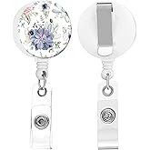 quohet 2 Pack Retractable Badge Holders Cute Badge Reel Badge Clip ID Card Holders for Student Office Worker Doctor Nurse Teacher(Succulent)