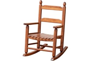 BplusZ Child Rocking Chair Outdoor Toddler Wooden Rocker for Kids Ages 3-6 - Ideal for Patio, Porch, and Indoor Outside Use, Brown