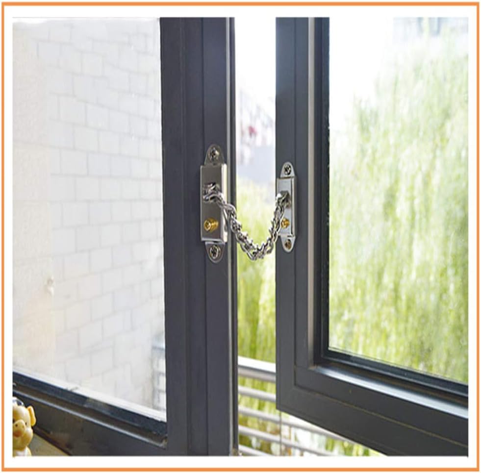 GLJY Chain Window Lock,Aluminum Alloy Flat Sliding Door Window Security