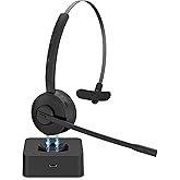 Philips Wireless Headset with Mic for Work, Mono Bluetooth Trucker Headset with AI Noise Cancelling Microphone & Mute Button, All Day Extended Talk Time, Headphones for Office Call Center Computer PC