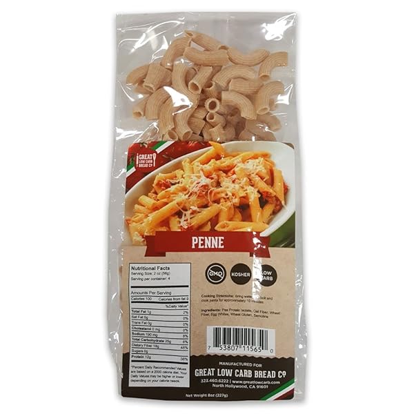 GREAT LOW CARB BREAD COMPANY PENNE PASTA, 8 OZ BAG
