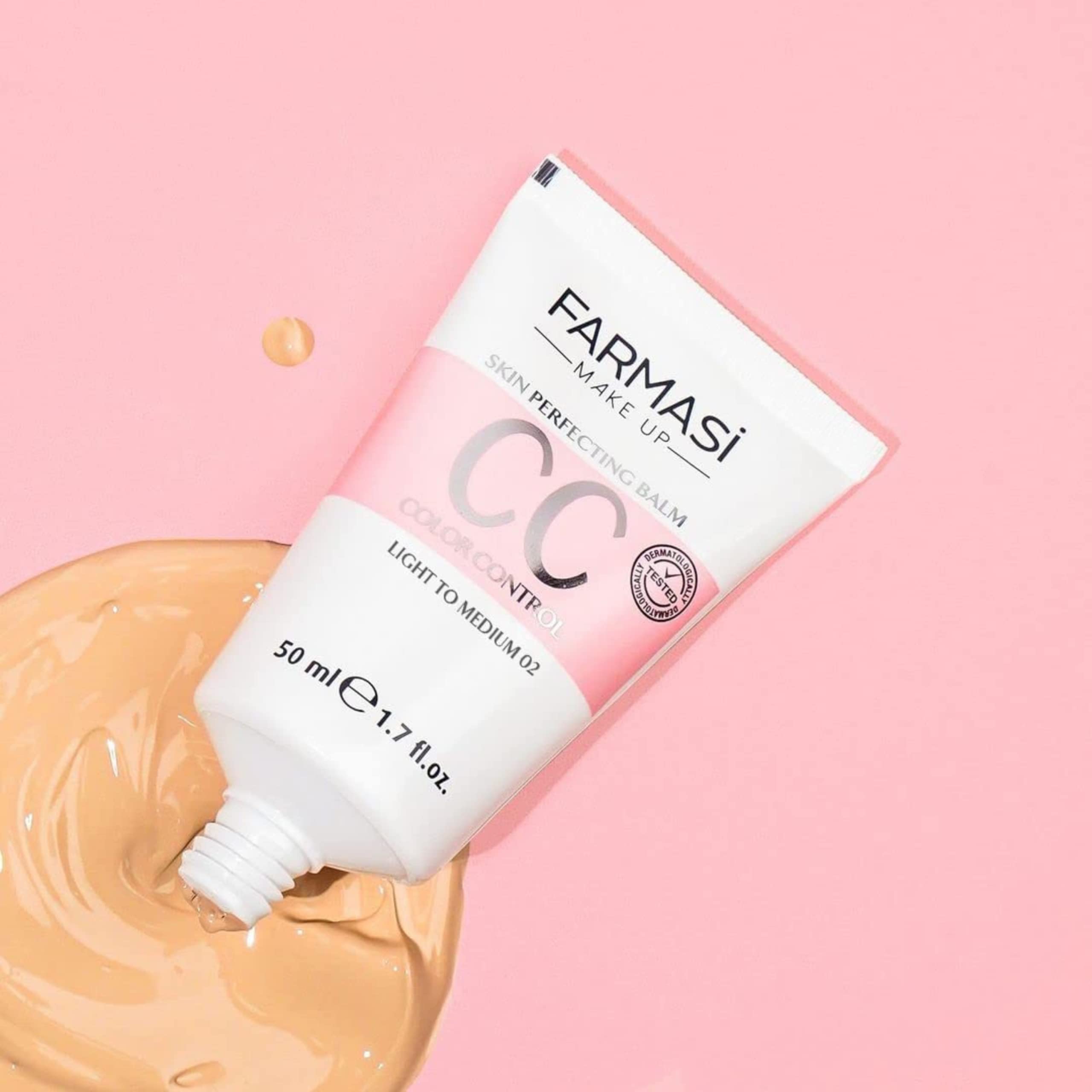 FARMASi CC Color Control Cream, Natural and Flawless Finish, Enriched Formula with Multimineral & Spf 25+, All-Day Hold, All Skin Types, 1.7 fl. oz, Light to Medium
