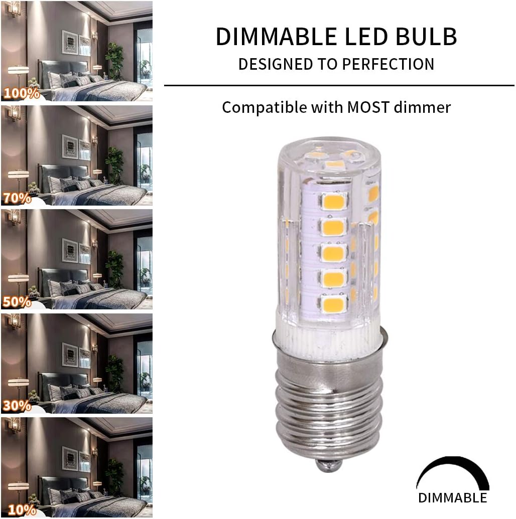 WTINTELL E17 LED Bulb, Equivalent to 40 Watt Halogen Bulb, dimmable, Microwave Refrigerator and Smoking Machine Bulb, AC110-130V 4W Warm White 3000K (Pack of 2) - - 