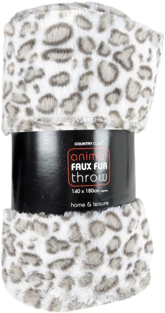 Super Soft Snow Leopard Print Faux Fur Throw 140x180cm Amazon.co.uk