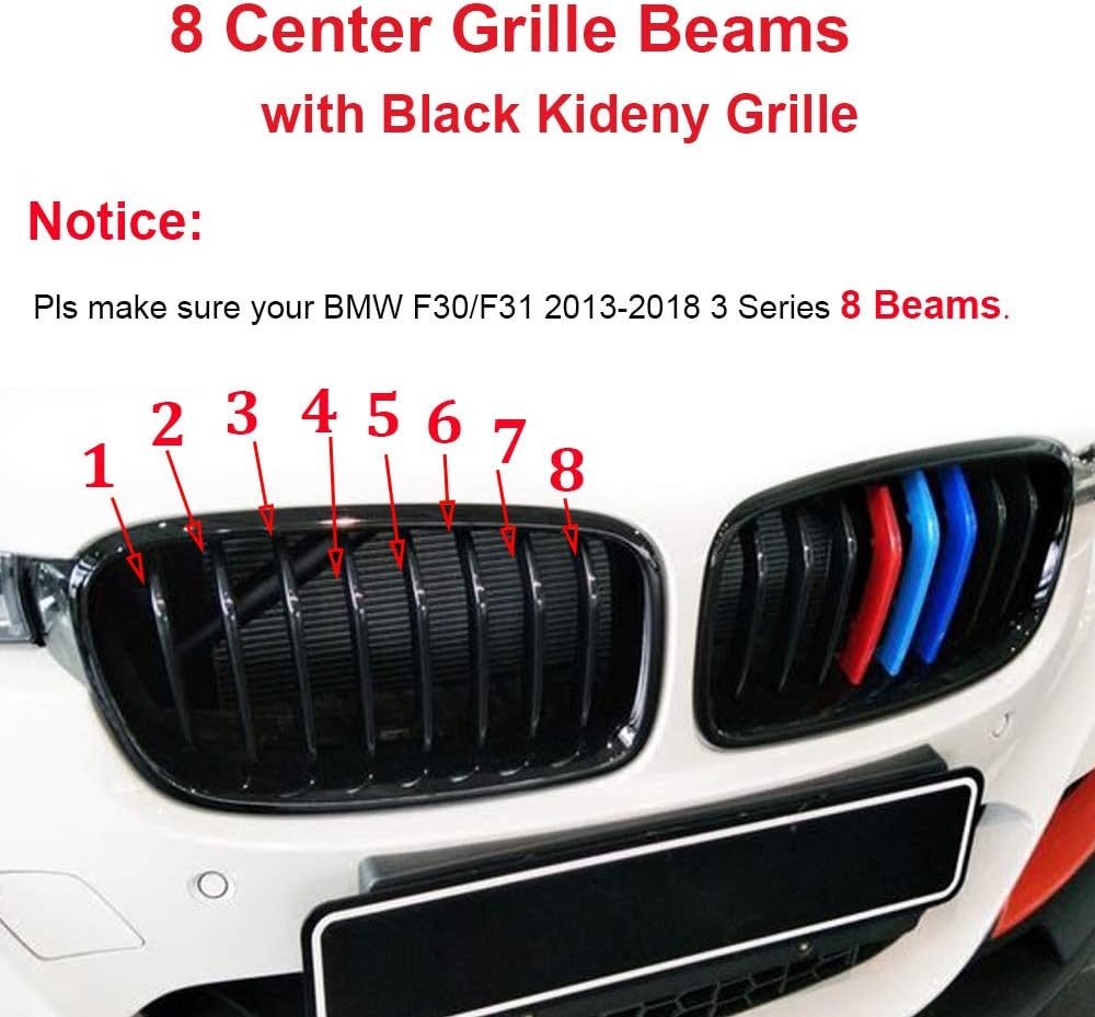 3pcs Stripe Grille Insert Trims Comaptible For Bmw F30 13 18 3 Series 318i 3i 328i