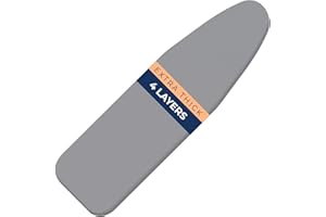 HAPPHOM Ironing Board Cover and Pad Extra Thick Heavy Duty Padded 4 Layers, Silver Coated Ironing Board Cover, Non Stick Scorch and Stain Resistant Standard Size 15x54 Inch with Elasticized Edges