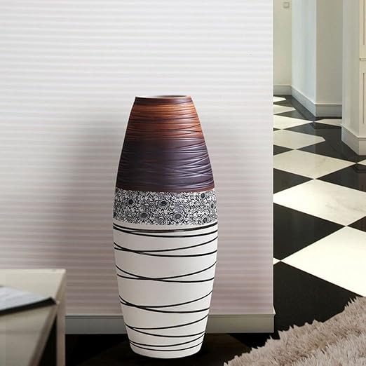 Amazon De Wysm Boden Grosse Vase Keramik 20 60cm Braun Einfaches Modernes Wohnzimmer Europaische