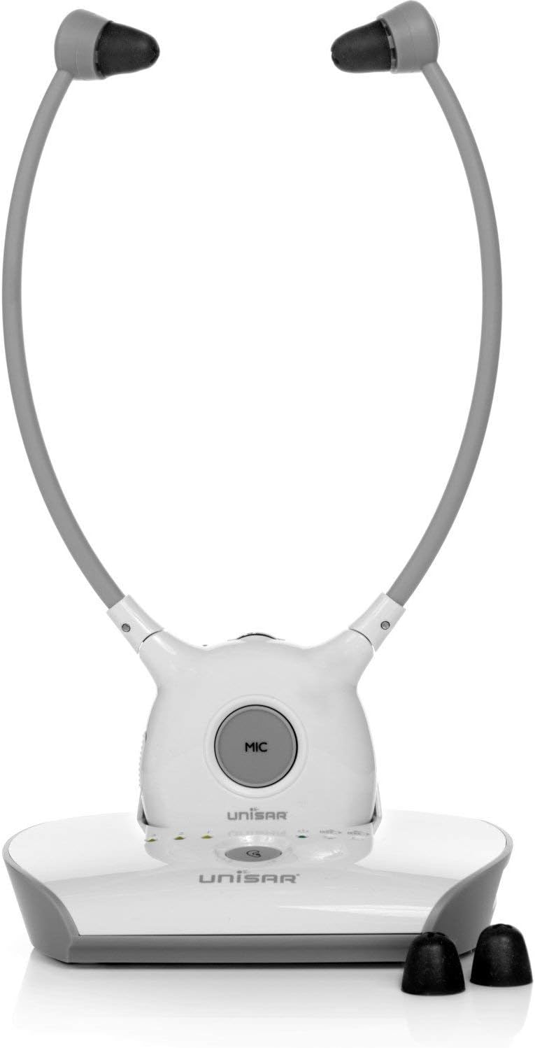 Unisar Wireless TV Listening system Headphones One Size White
