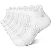 PAPLUS Ankle Compression Socks for Women 6 Pairs, Running Socks with Heel Tab, Cushioned Low Cut Athletic Socks