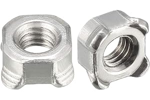 uxcell Weld Nuts,M6 Square UNC Coarse Carbon Steel Machine Screw Silver Pack of 100