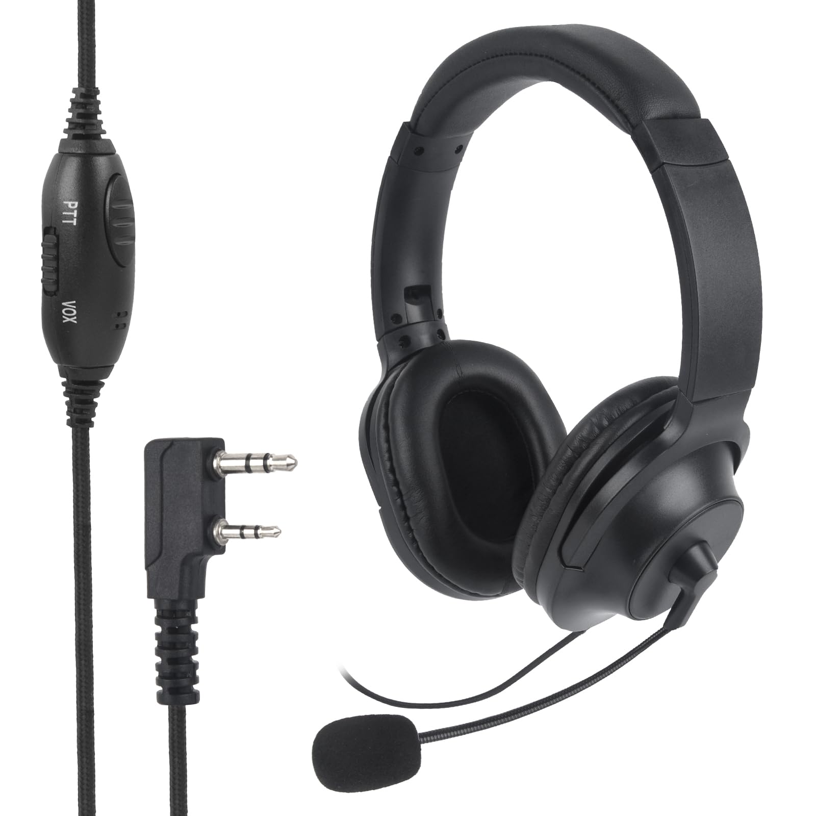 Photo 1 of WODASEN Noise Cancelling Overhead Headset with Boom Mic PTT VOX Microphone Push to Talk Headphone 2 Pin Walkie Talkie Earpiece for Baofeng UV-5R UV-82 AR-152 BF-F8HP BF-888S Retevis Kenwood Radio