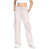 HASMES Girls Cargo Pants Kids Lightweight Hiking Pants Water Resistant Joggers with Pockets 7-15Y