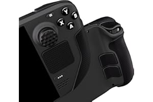 PlayVital Professional Textured Soft Rubber Pads Handle Grips for Steam Deck LCD & OLED, Trackpads Skin Grip Enhancement Back Button Protective Stickers Set with Thumb Caps - Honeycomb Textured Black