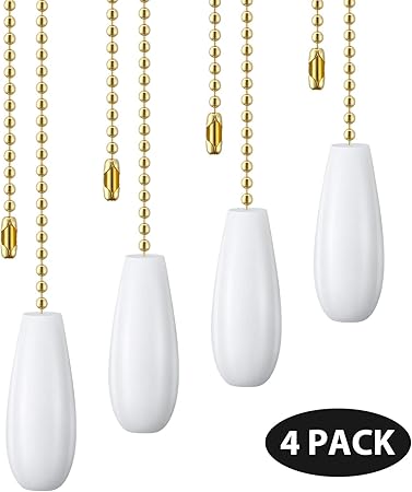4 Pieces Ceiling Fan Chain Pulls Wooden Pull Chain Extension Pull