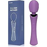 EUOTHY Cordless Wand Massager - Powerful 12 Vibration Patterns, 3 Speeds Settings & Waterproof, Body-Safe Silicone for Relaxation and Muscle Comfort in Neck, Shoulders and Back - Rose Purple