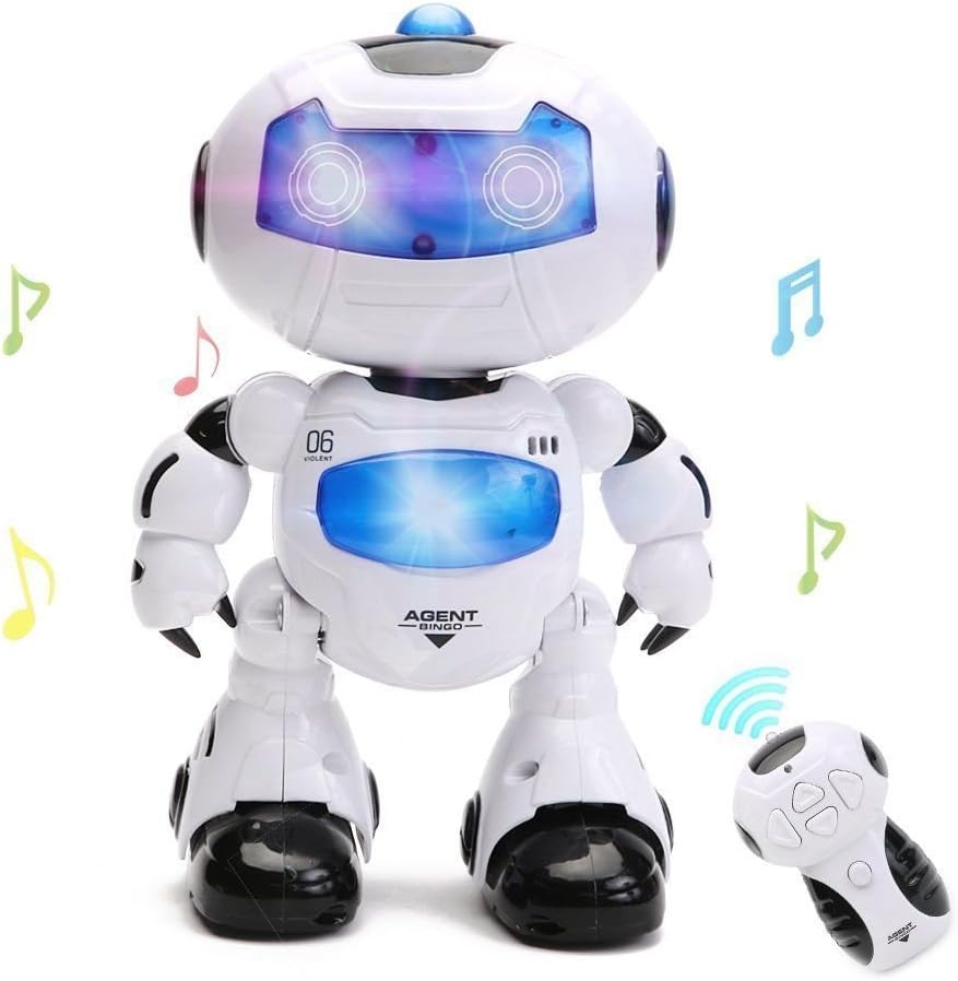 ToysrexRemote Control Walking Robot Toy Intelligent Walking RC Space Robot with Music& Light for Kids