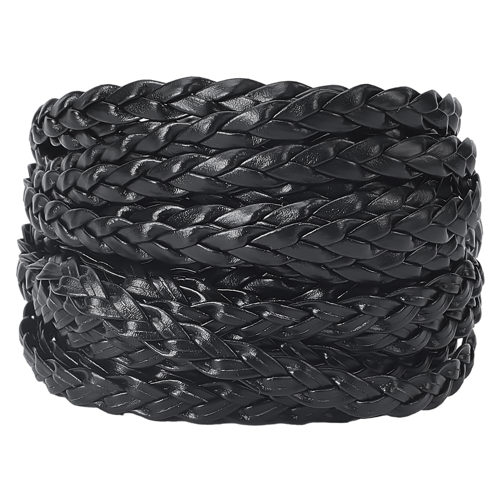 GORGECRAFT 5m x 7mm Black Leather Cord PU Leather Rope 2mm Thick Flat Folded Imitation Leather Strings Thread for DIY Braiding Crafts Bracelet Anklets Choker Necklace Jewelry Making Gift Wrapping