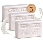 Hand & Body Soap Bars Trio - Donkey Milk Moisturizing French Soap with Organic Shea Butter - Rich Creamy Lather - 97% Natural Ingredients - Solid Bath Cleanser Made in Provence - 3x4.4 oz