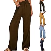 Linen Pants Women Dressy Comfy Drawstring Palazzo Wide Leg Trousers Lounge Travel Beach Vacation Outfits Spring Summer