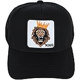CTM Men's Lion Embriodered Patch Mesh Back Trucker Hat