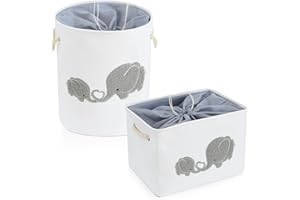 INOUGH I nylon 2-Pack Storage Baskets, Nursery Size, Hamper & Laundry, Mother Baby Gift, Elephant Decor