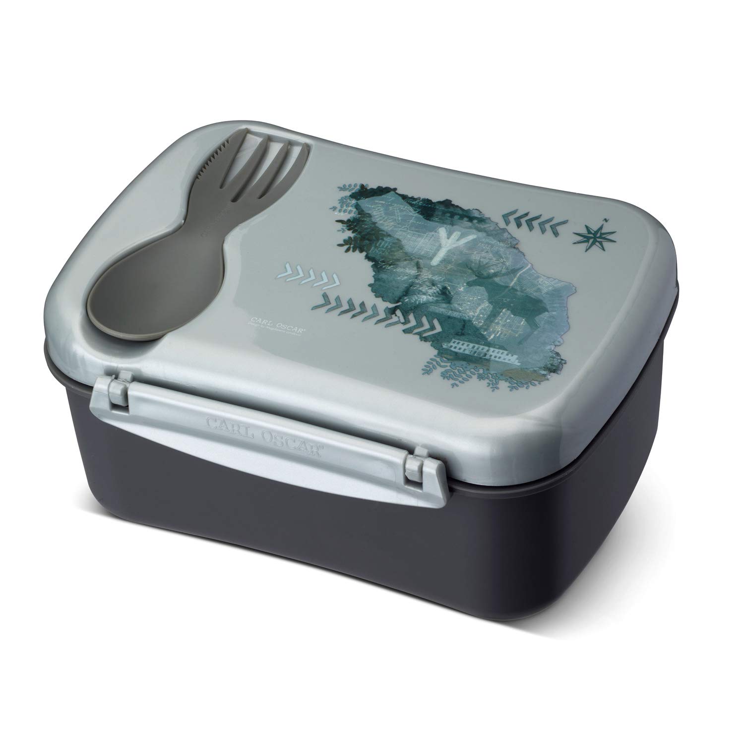 Carl Oscar Swedish Design Lunch Box Bento Box Lunch Box with Ice Pack and Cutlery Keeps Hours Cool 17 x 12.5 x 8 cm Grey