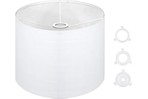 OTTOSEA White Drum Lampshade 13''Top X 13'' Bottom X 10'' High, for Table, Floor & Bedside Lamps Natural Linen Hand Crafted, Easy Assembly Required，Lnclude E26-E14-11mm Adapter Ring