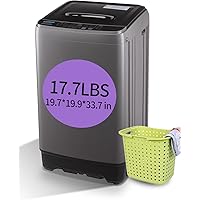 KRIB BLING Full-Automatic Washing Machine with Drain Pump, 17.7 lbs Compact Washer, 10 Wash Program & 8 Water Level, Ideal fo