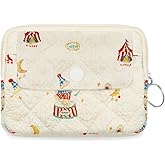 LJCZKA Cotton Quilted Coin Purse for Women, Small Cute Storage Bag with Zipper, Kawaii Mini Coin Pouch with Keyring for Kids