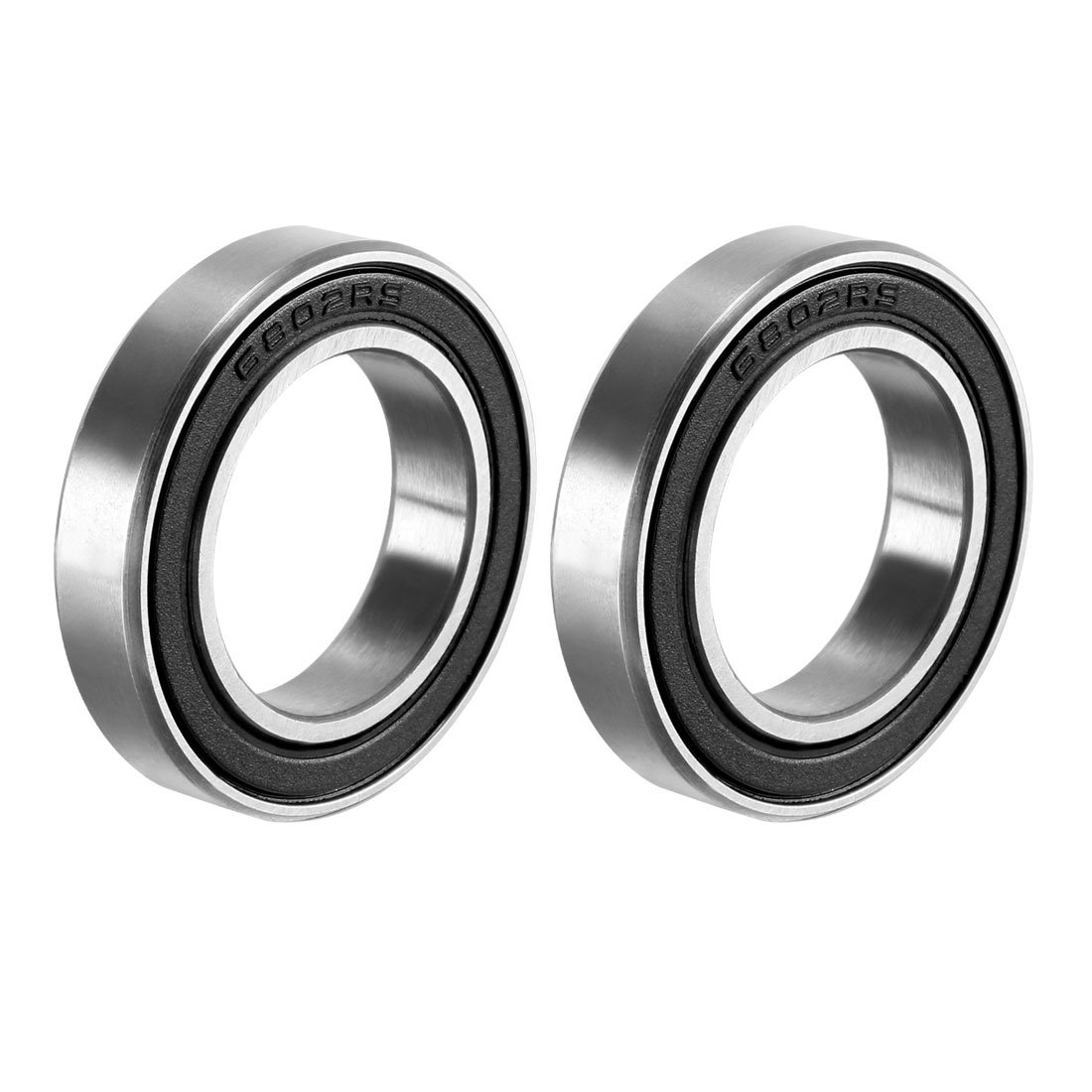 sourcing map 6802-2RS Deep Groove Ball Bearing Double Sealed 1180802, 15mm x 24mm x 5mm Carbon Steel Bearings (Pack of 2)