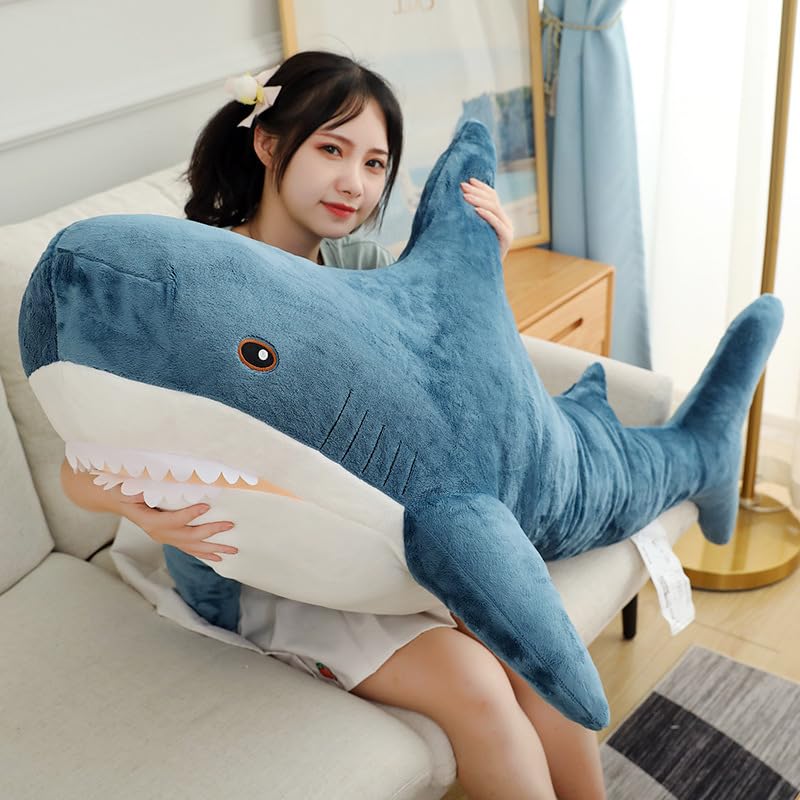 JULAN Giant Shark Plush Toy, 80-100cm Soft Shark Stuffed Animal Cushion Pillow Sharks Stuffed Toy Throw Pillow for Children’s Pillow Room Decoration Bedtime Gift (99CM)