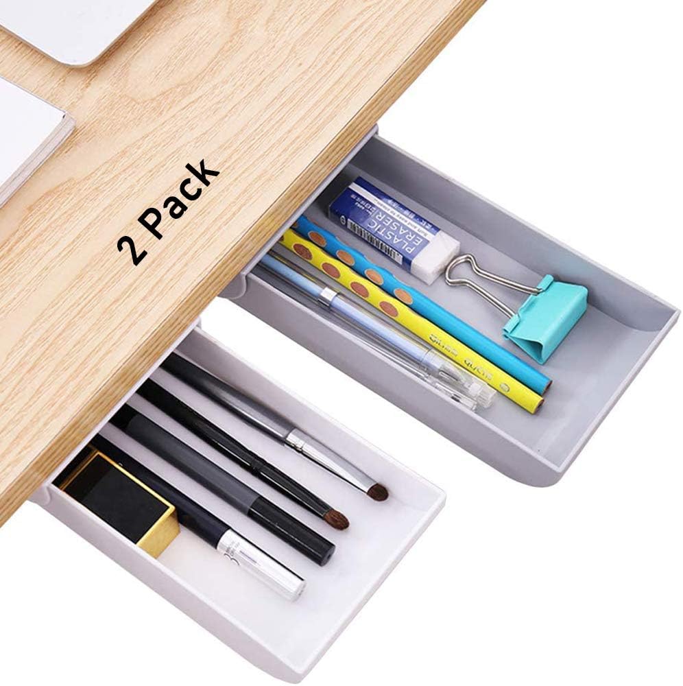 Under Desk Drawer Organizer,SENCU 2 Pieces Hiding Under Table Desktop ...