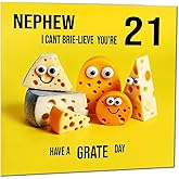 21st Nephew Birthday Card - Cheese Pun Funny Nephews Birthday Card for 21 Year old twenty one, twenty first