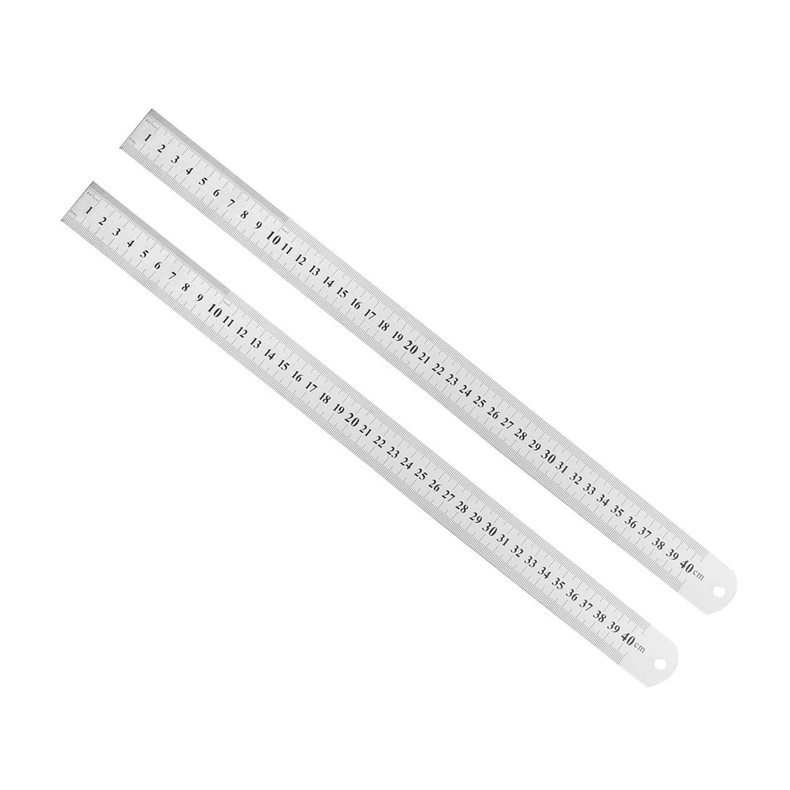 Kozelo 2pcs Metal Straight Edge Ruler - [ 400mm 16 Inch Metric ] Stainless Steel Centimeters Rulers for Precision Measuring Use, with Hang-up Hole