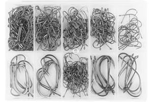 arbon Steel Fishing Hooks 300Pcs, Circle Hooks Assortment for Saltwater Freshwater Ice Fishing, Salt Water Fish Hooks for Cat