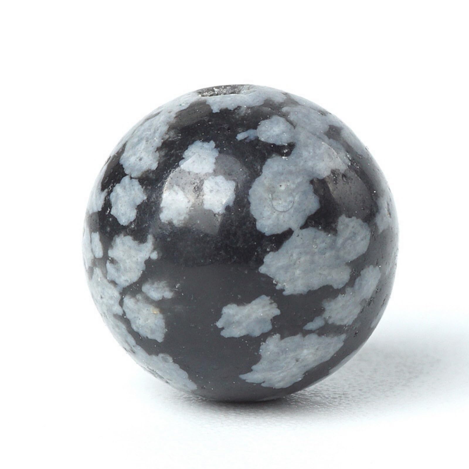 Photo 1 of 100Pcs Natural Stone 8mm Snowflake Round Loose Gemstone Energy Healing Beads Hole Size 1mm DIY Smooth Beads for Bracelet Necklace Earrings Jewelry Making