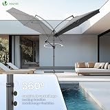 VOUNOT 3m Cantilever Garden Parasol with Crank Tilt 360° Grey view 4