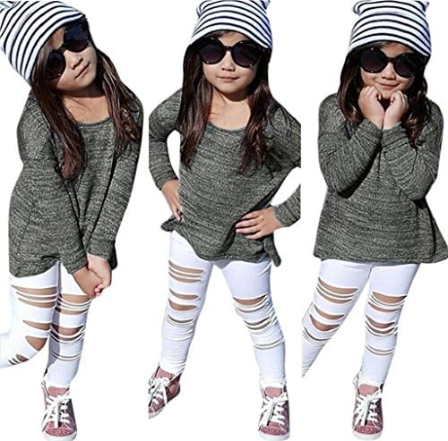 morecome 1Set Kids Girls Outfit T-Shirt Tops +Long Pants