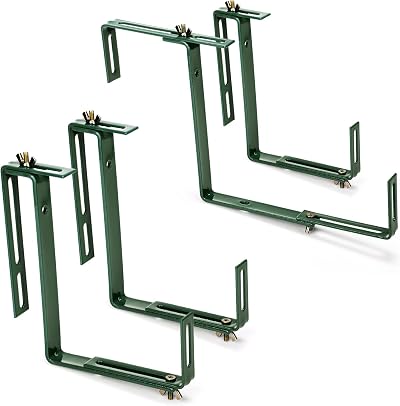 com-four 4x flower box holder for balcony rails flexible metal 2-way adjustable
