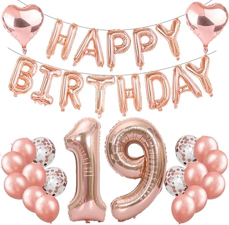 Feelairy 19 Compleanno Decorazione Oro Rosa Set 19 Compleanno Festa Decorazioni Numero 19 Palloncini Foil Giganti Happy Birthday Palloncini Ghirlanda 19 Anni Compleanno Per Ragazze Ragazzi Amazon It Casa E Cucina