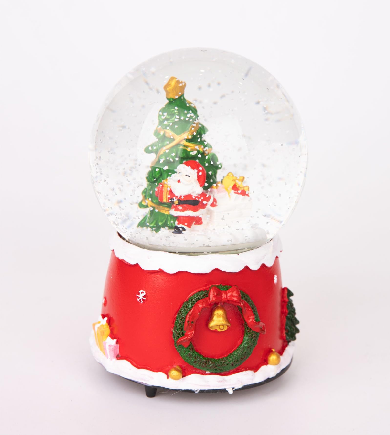 Musical Christmas Snowglobe Large Water Ball Features Christmas Santa Xmas Tree Scene Cute Resin Base- 10x15cm - Christmas Table Mantel Decorations