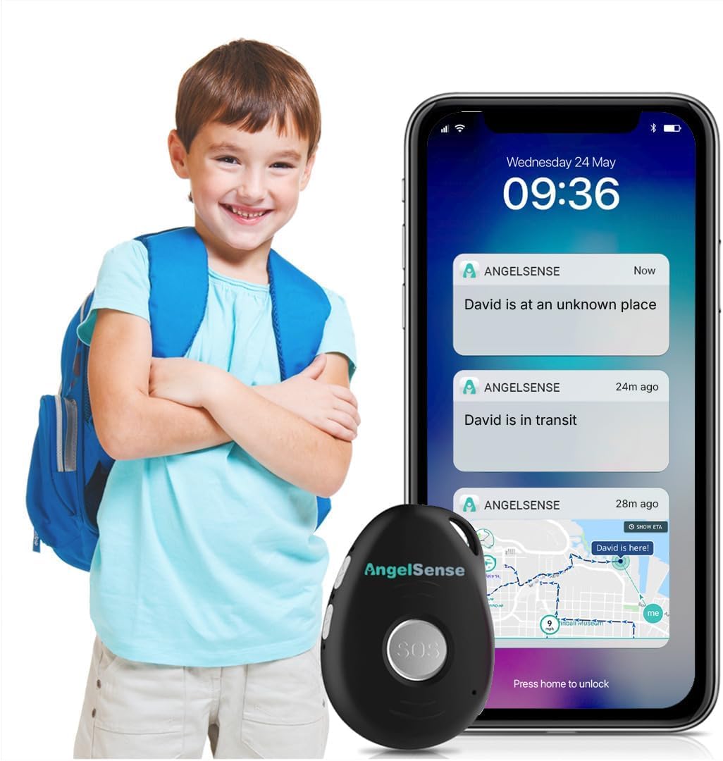 AngelSense Personal GPS Tracker for Kids, Teen, Autism, Special Needs, Elderly, Dementia - 2-Way Auto-Answer Speakerphone & SOS Button - Nationwide Coverage - School Bus Tracking and Easy-to-Use App