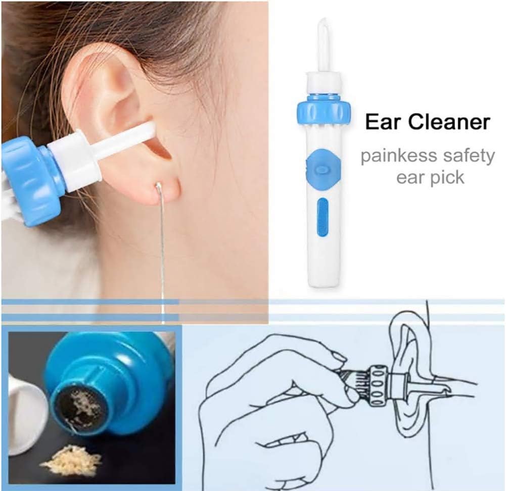 Electric Earwax Removal Kit Tool, Automatic Ear Cleaner Vacuum Remover with LED Safe and Soft Ear-Pick 2 Heads for Adults and Kids(The Product Does Not Contain A Battery): Home & Kitchen
