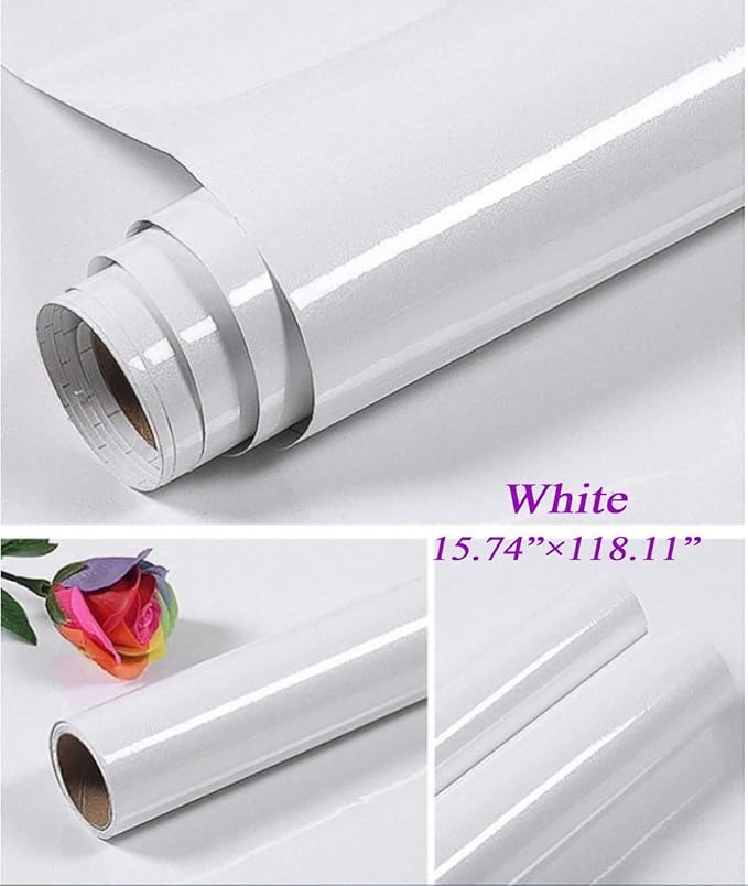 15.74’’×118.11’’Glossy White Contact Paper White Contact Paper