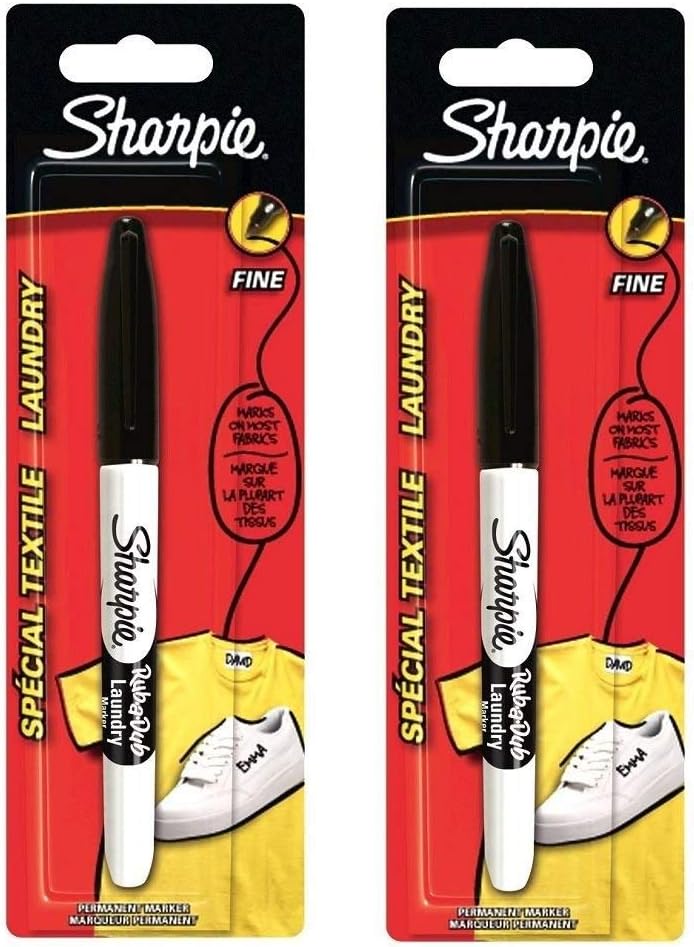 2 X Sharpie Rub A Dub Laundry Permanent Marker Uniform Fabric Clothing Fine Point Black Made In Usa Amazon Co Uk Office Products