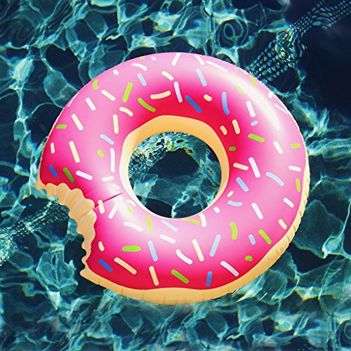 Floatie Kings Huge Pink Donut Pool Float Inner Tube, Huge Strawberry